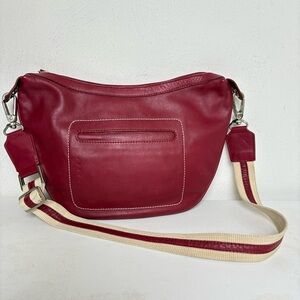 LAZARO Vintage Sporty Leather Shoulder Bag Stripe Strap Made in Argentina